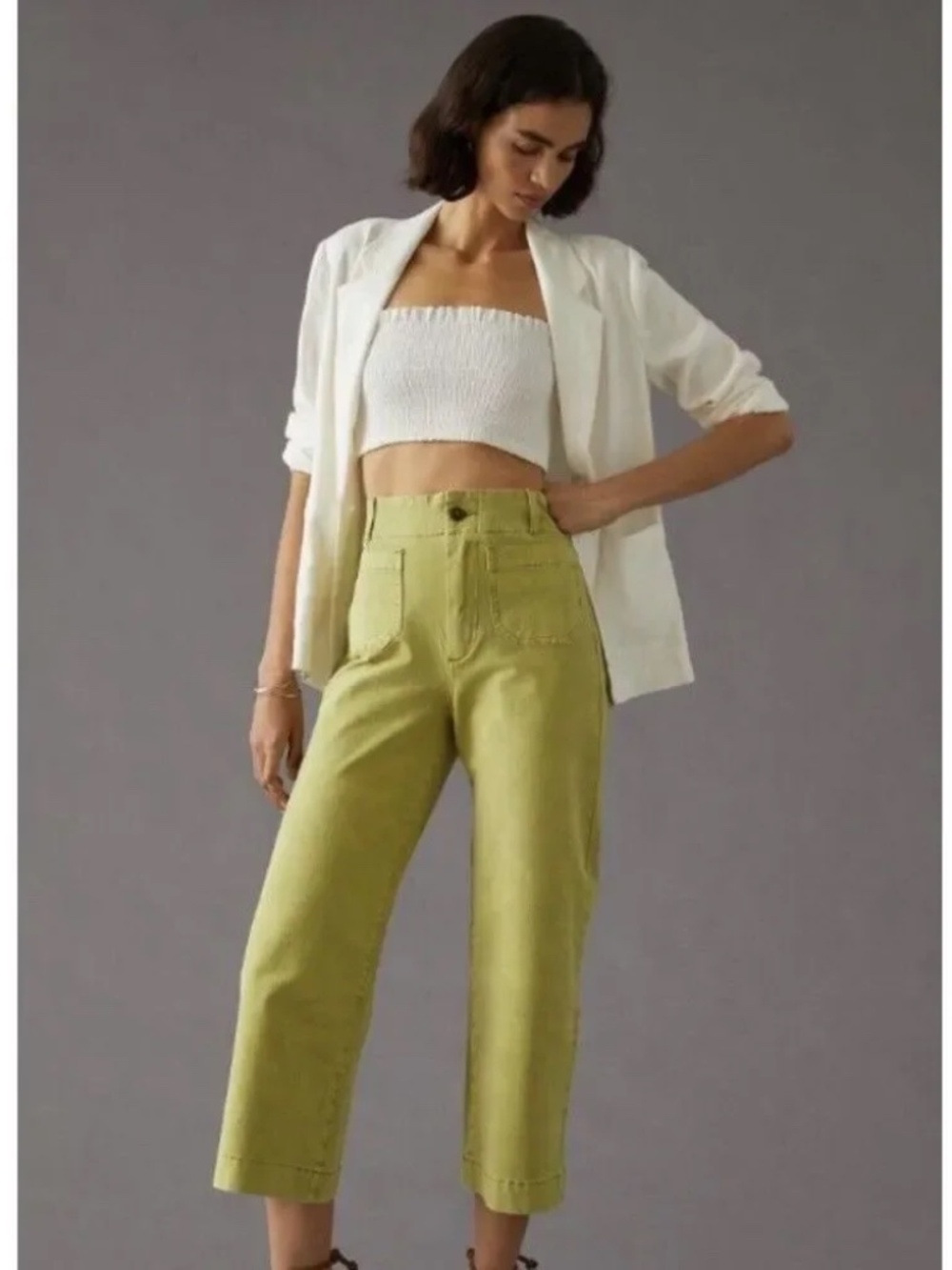 The Skipper High-Rise Wide-Leg Pants by Pilcro Green Pant Anthropologie